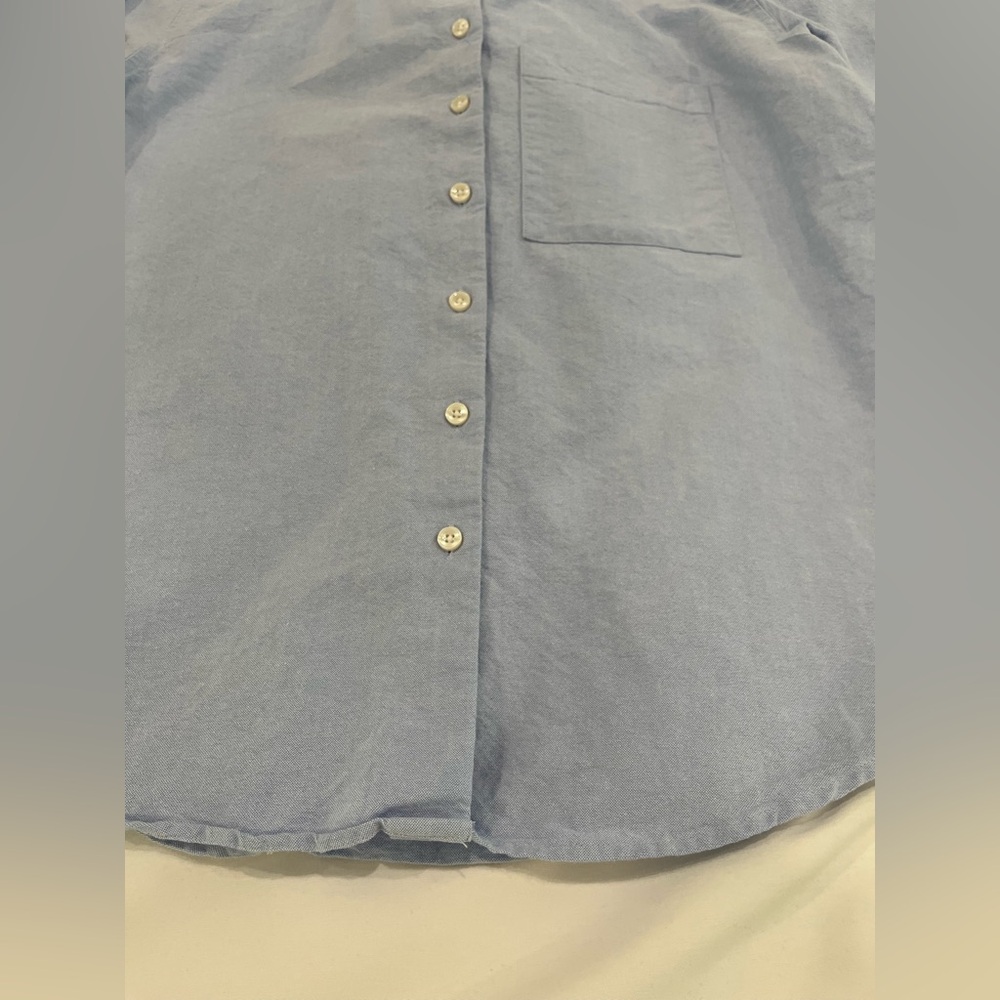like new quince organic cotton relaxed oxford button up shirt pale blue XS - Picture 4 of 13